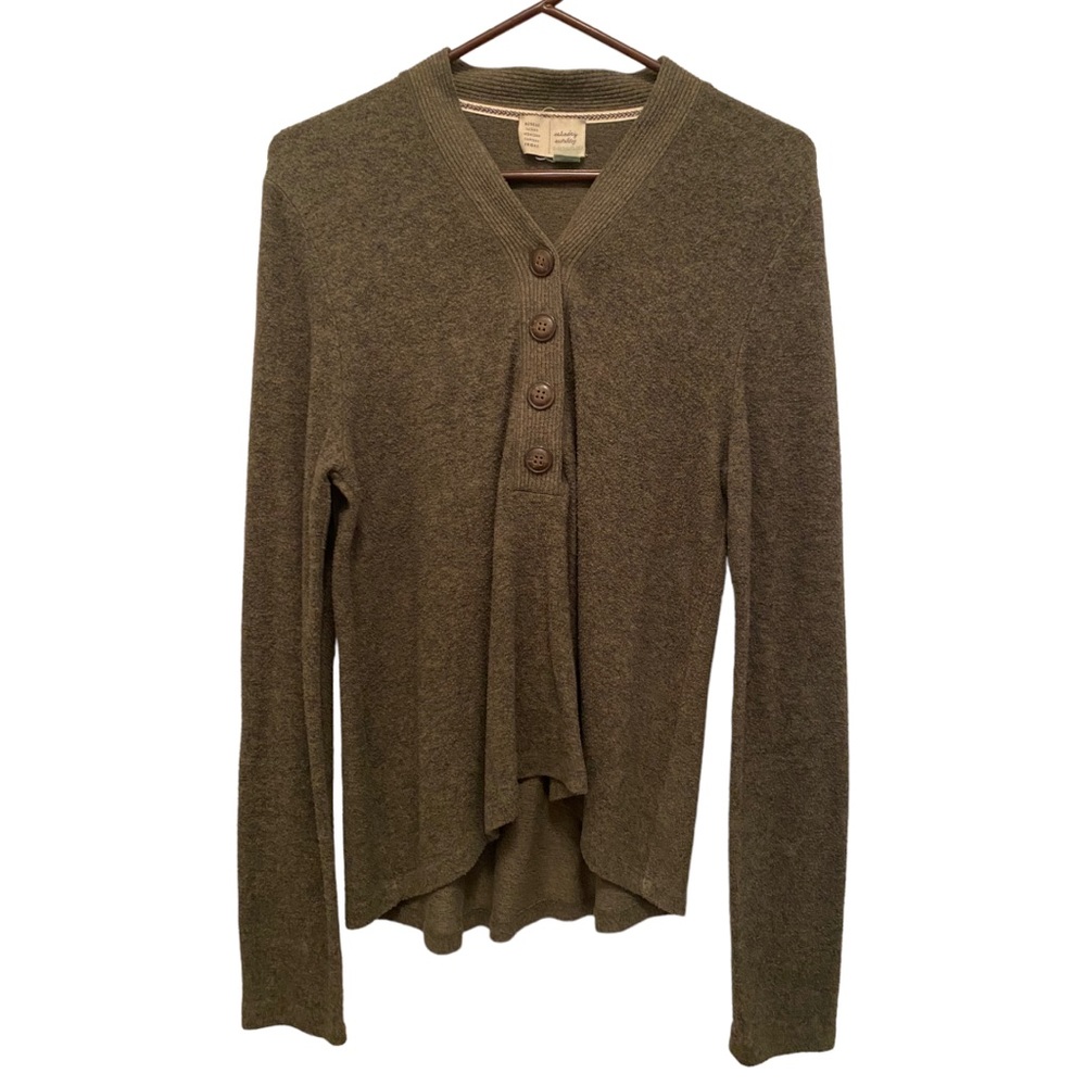 Anthropologie Saturday Sundaly Olive Green Soft Long Sleeve Top Size L